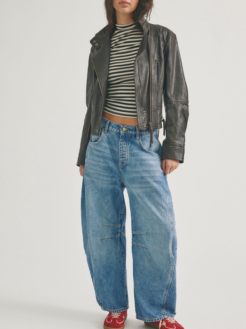 Free People Light Blue Boyfriend Jeans - Relaxed Wide Leg - Picture 1 of 4
